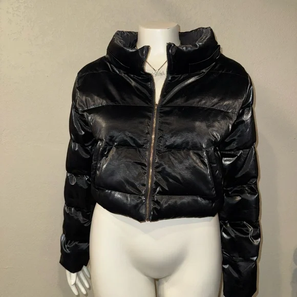 Hera Collection Shiny Black Puffer Jacket - Picture 2 of 7